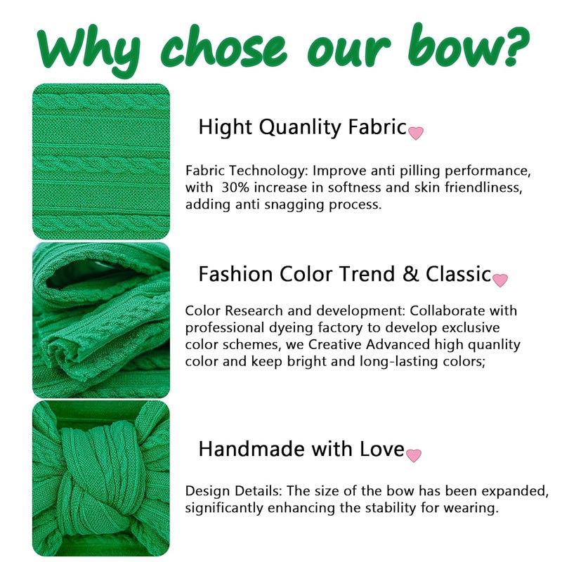 LemonSpace Store Handmade St.Patrick's Day Baby Headbands Green Bow Hairbands Girl Bows Infant Hair Accessories Newborn Soft Stretchy Nylon Baby bows - Image 3